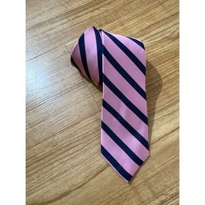 Tommy Hilfiger Men's Pink Navy Stripe Silk Tie